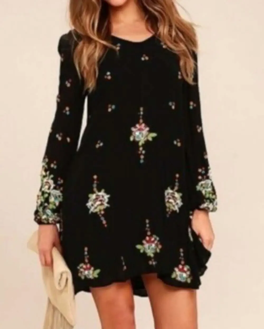 Free People Oxford Embroidered Mini Swing Dress
